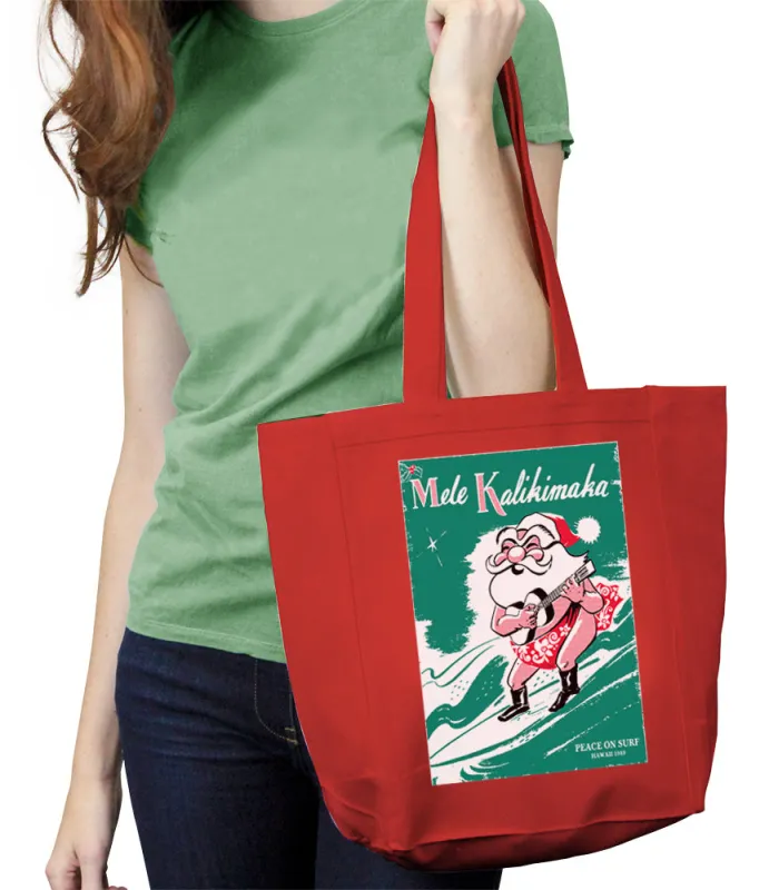 Surfing Santa Tote Bag sold by Malibu Shirts