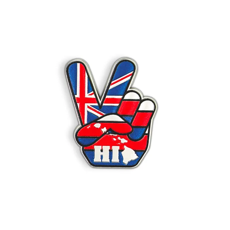 Hi Peace Pin made by Malibu Shirts