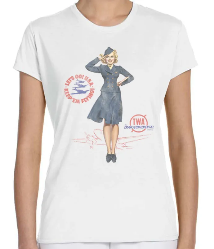 TWA Retro Pin-Up T-Shirt made by Malibu Shirts