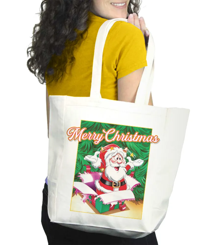 Santa in the Box Tote Bag sold by Malibu Shirts