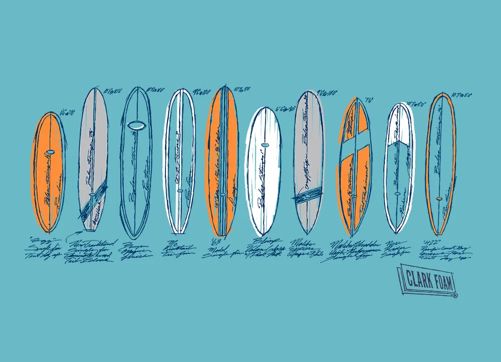 Clark Foam Color Sketch T-Shirt sold by Malibu Shirts product image thumbnail 2