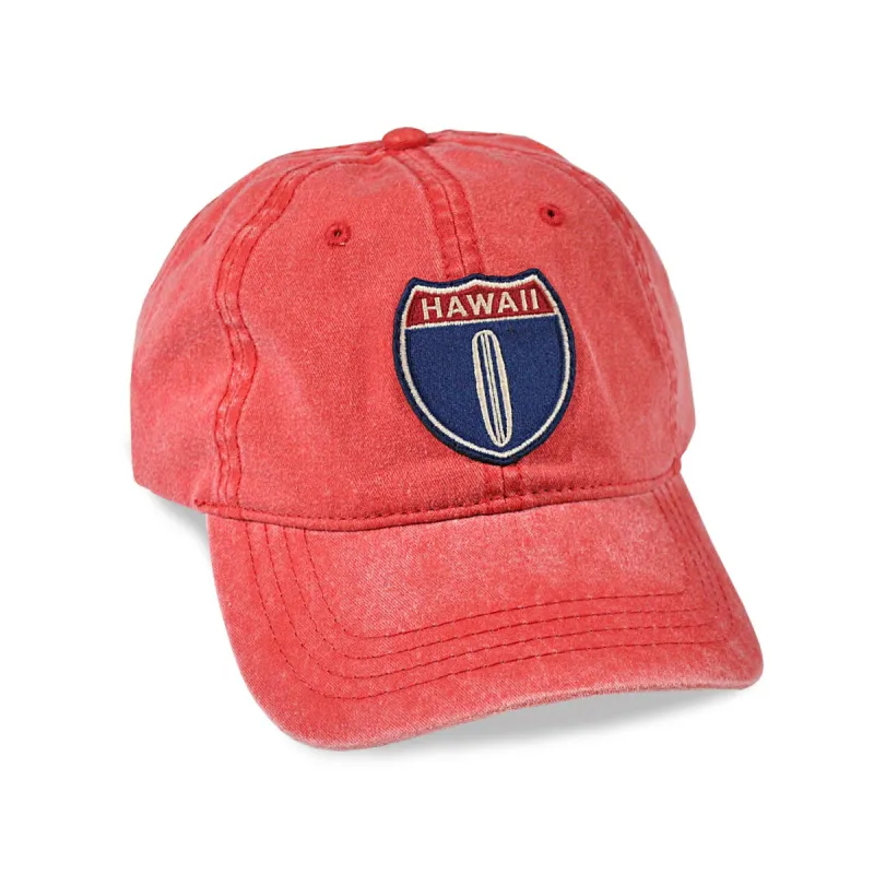 Hawaii Hwy 1 Red Adjustable Cap sold by Malibu Shirts