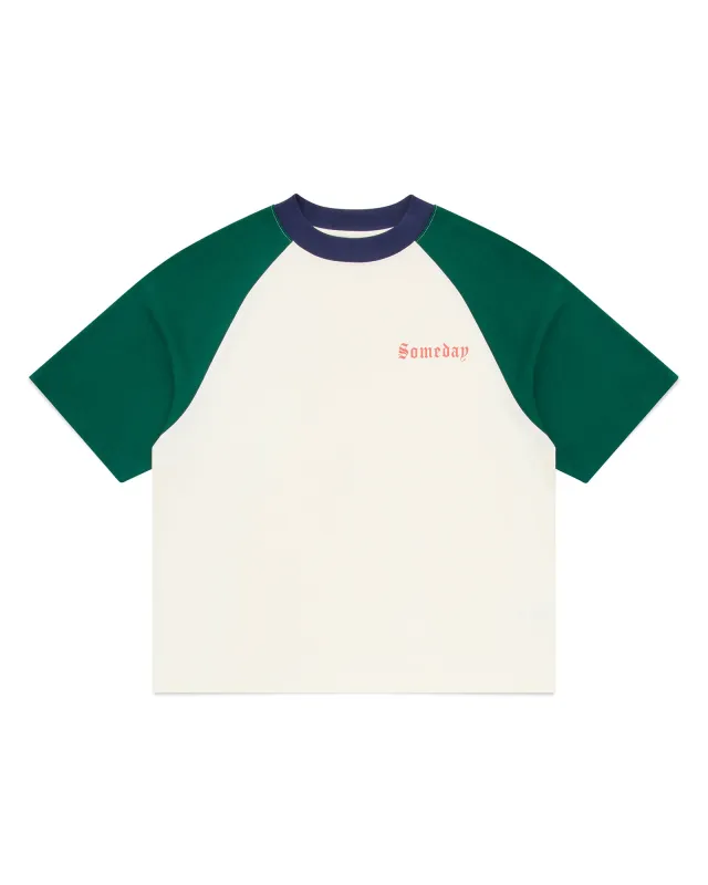 RAGLAN TEE | GREEN & VINTAGE WHITE made by Someday Fabrications