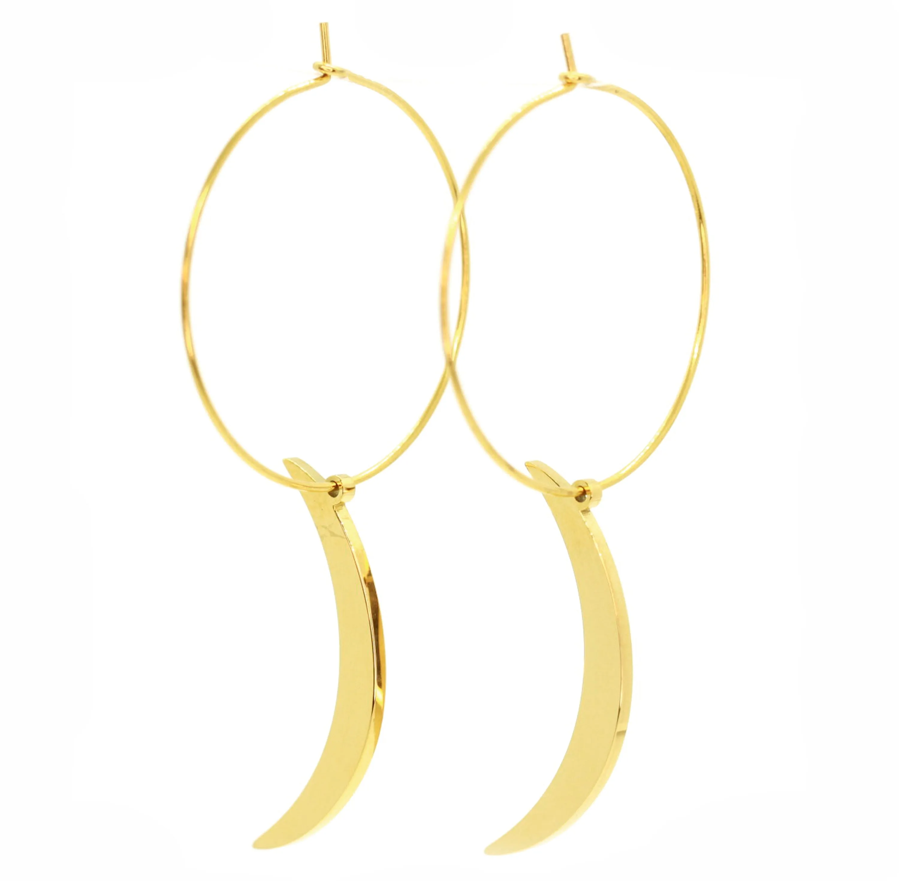 Crescent Moon Hoops ~ Salty Pendants sold by Salty Cali