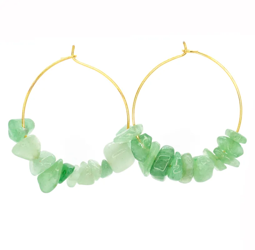 Rock Candy ~ Green Jade Hoops sold by Salty Cali