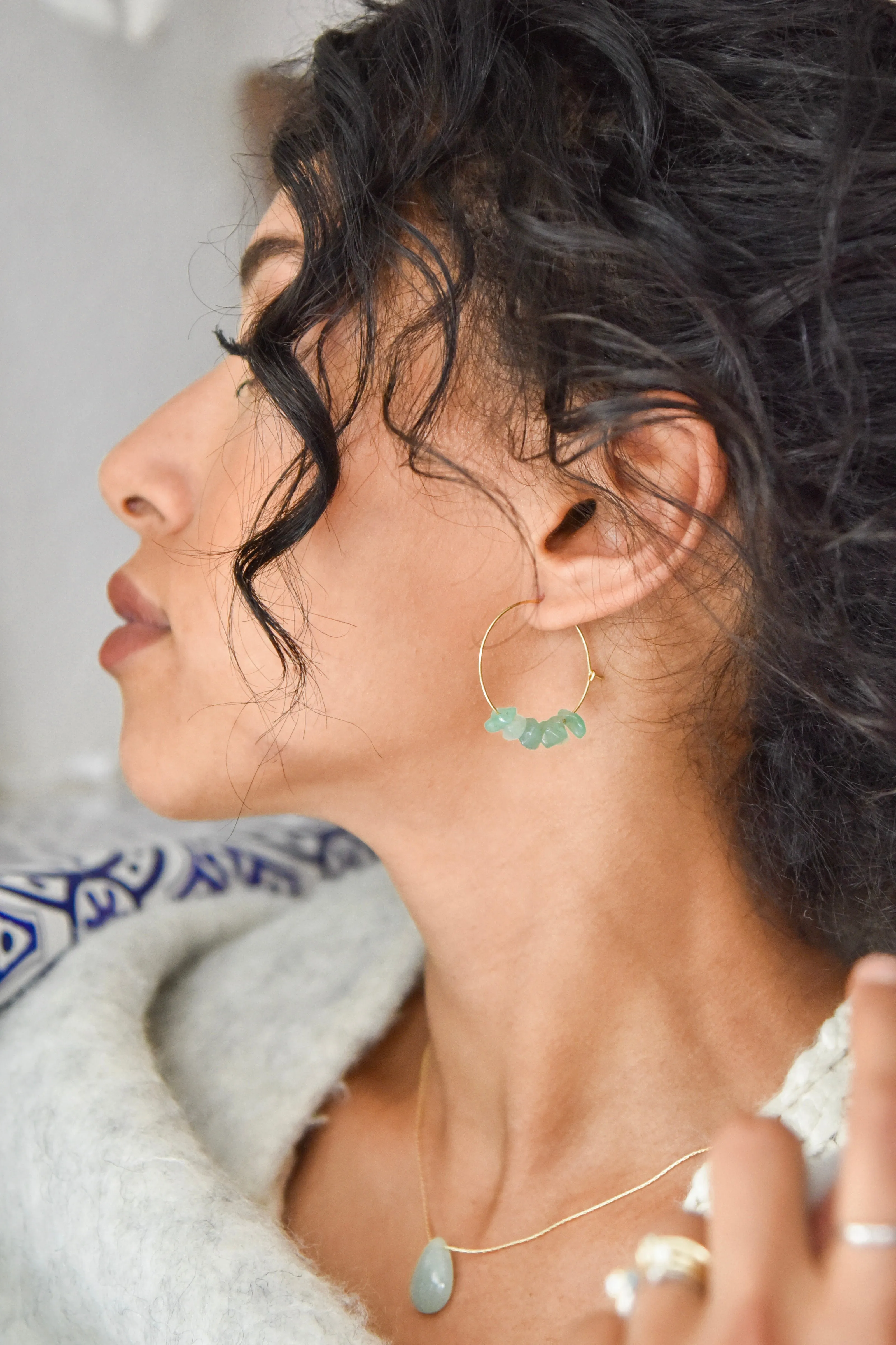 Rock Candy ~ Green Jade Hoops sold by Salty Cali product image thumbnail 3