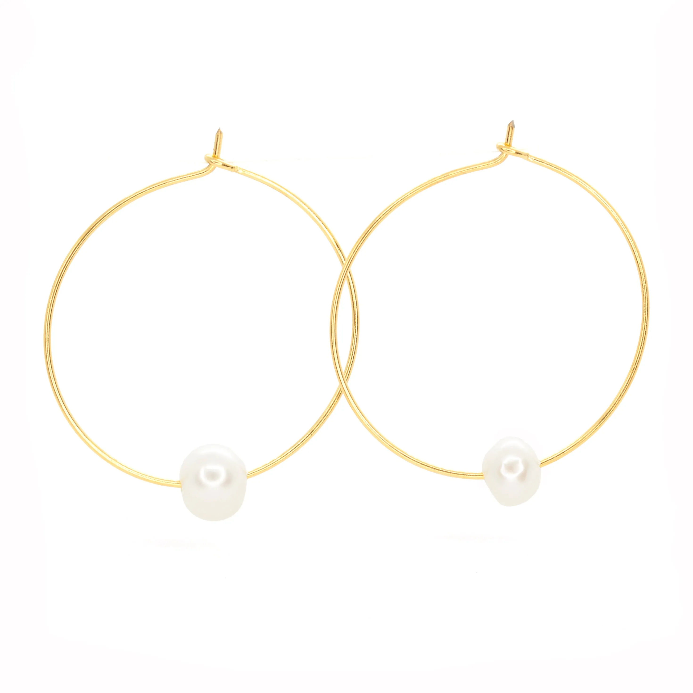 Fresh Water Single Pearl Hoops ~ Salty Shells sold by Salty Cali