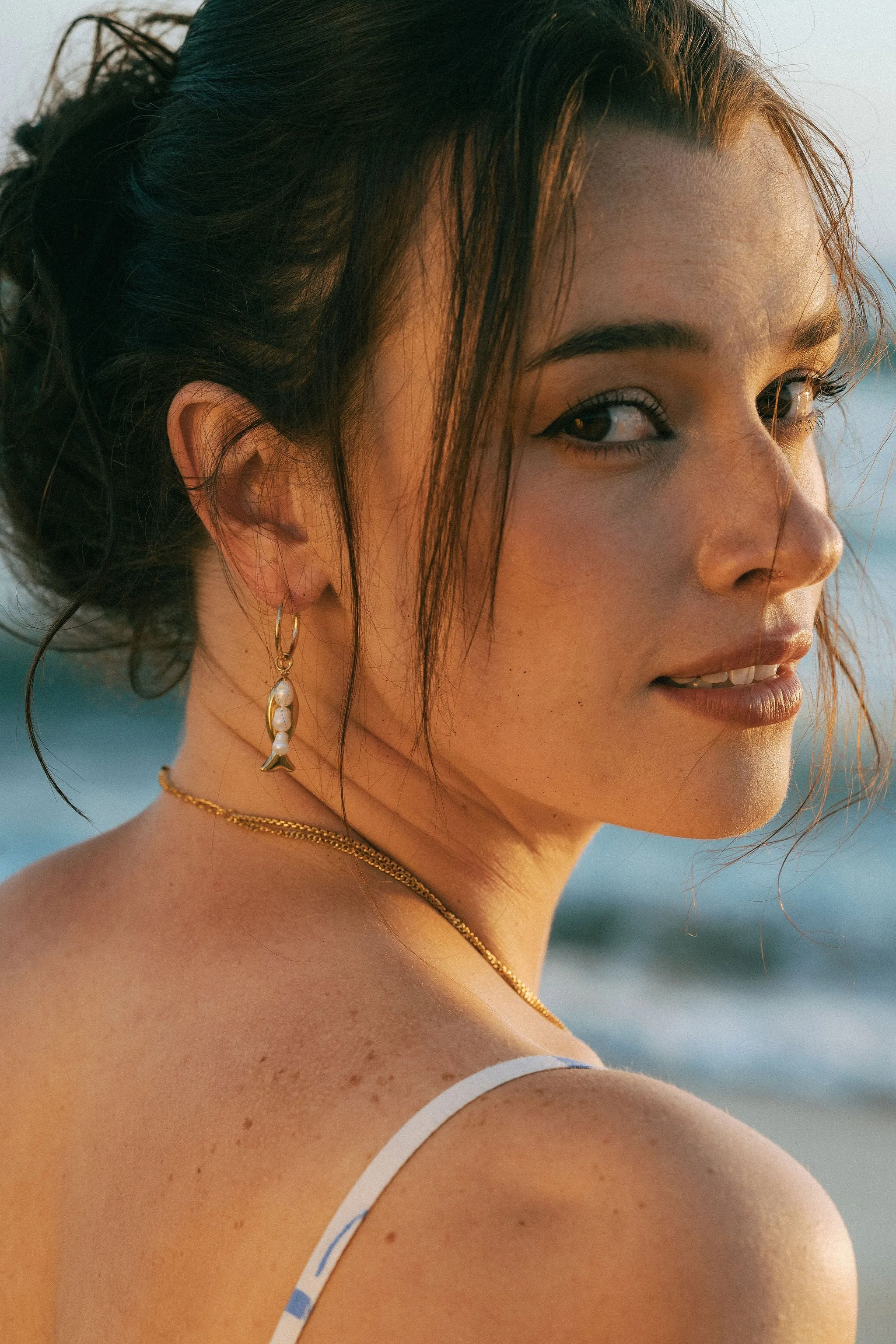 Fish and Pearl Hoops sold by Salty Cali product image thumbnail 2