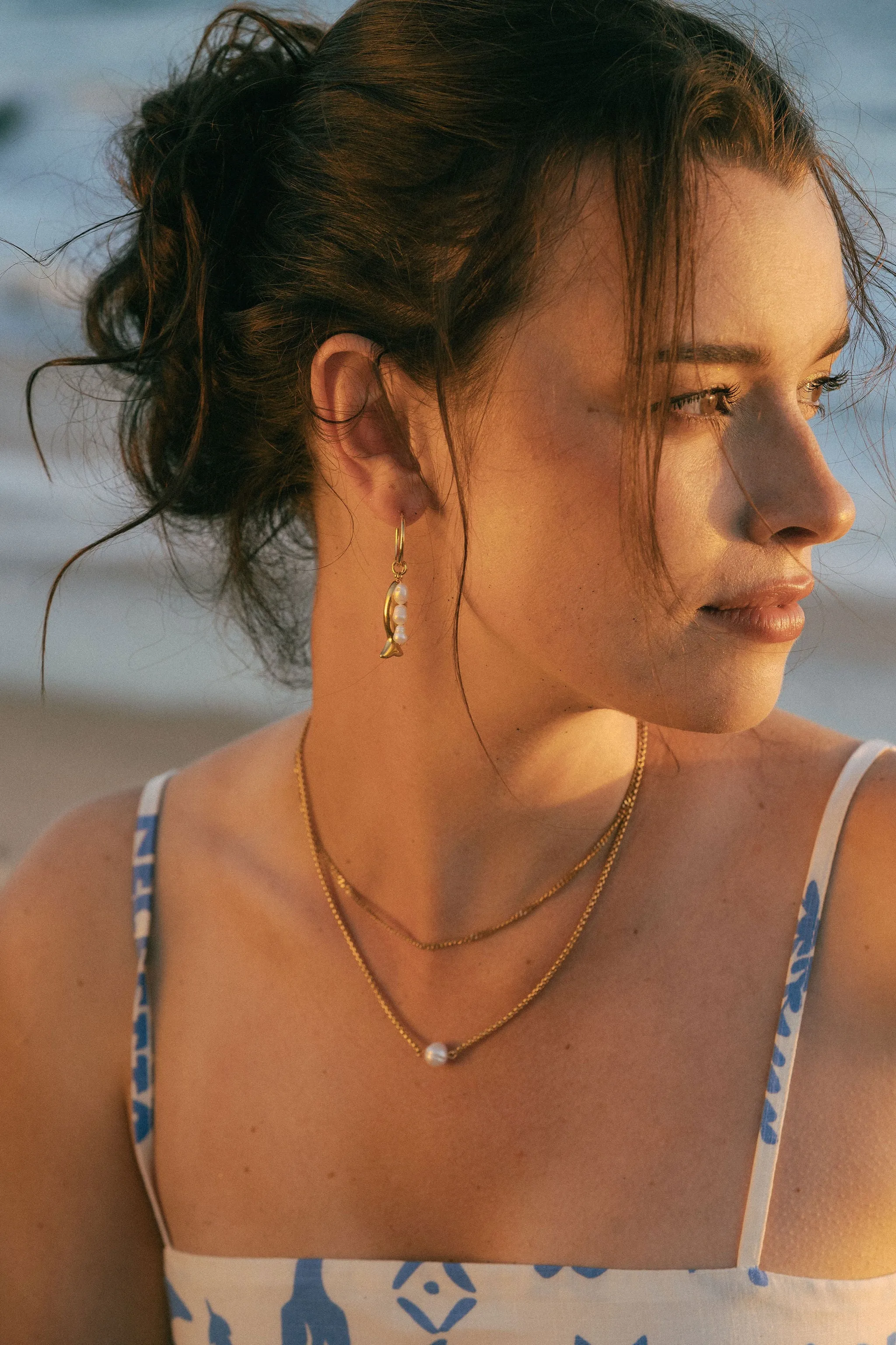 Fish and Pearl Hoops sold by Salty Cali product image thumbnail 3