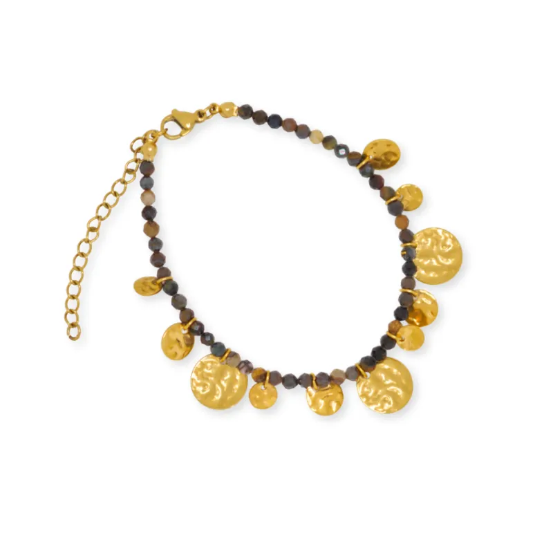 Gold Coin Beaded Bracelet made by Salty Cali