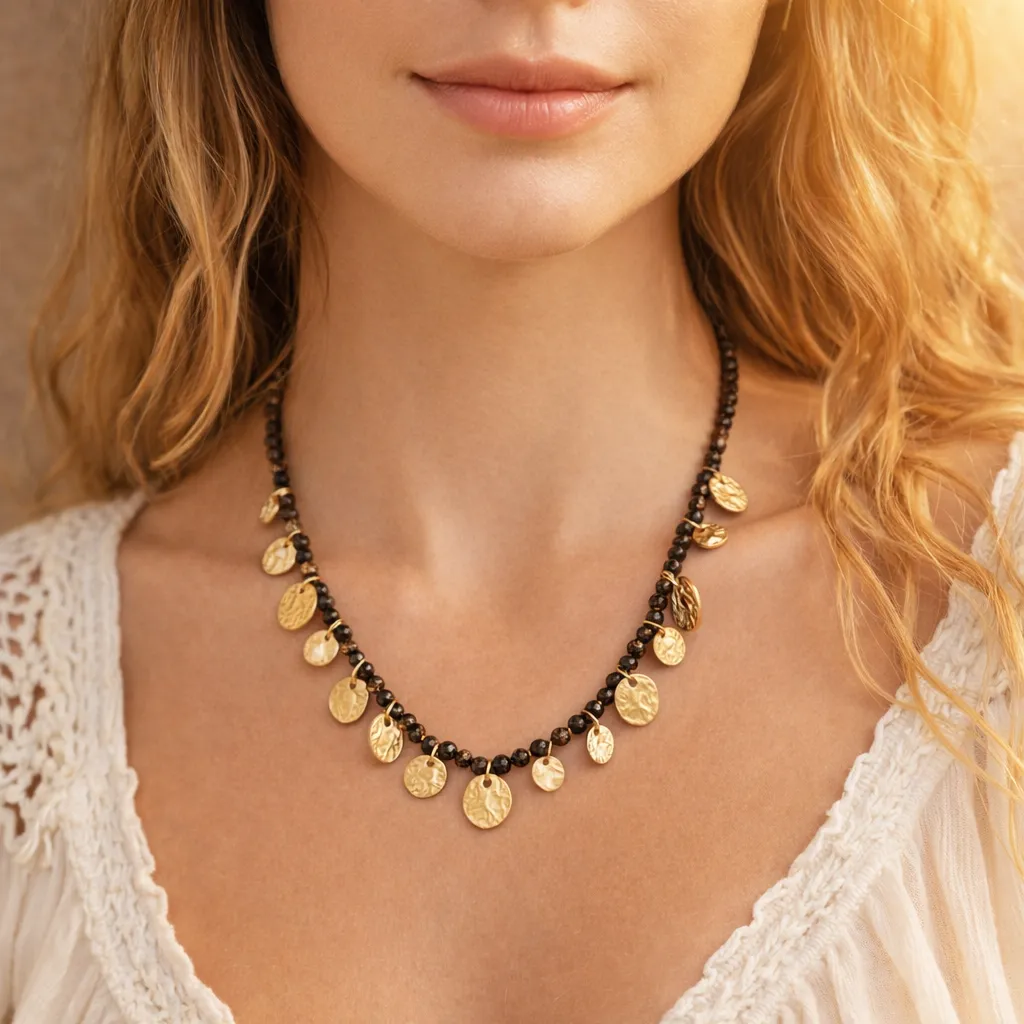 Gold Coin Beaded Necklace sold by Salty Cali product image thumbnail 2