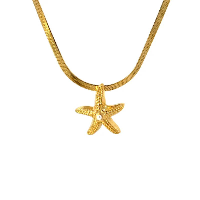 Golden Starfish Collar Necklace made by Salty Cali