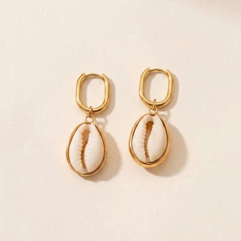 Dangle Cowrie Shell Earrings made by Salty Cali
