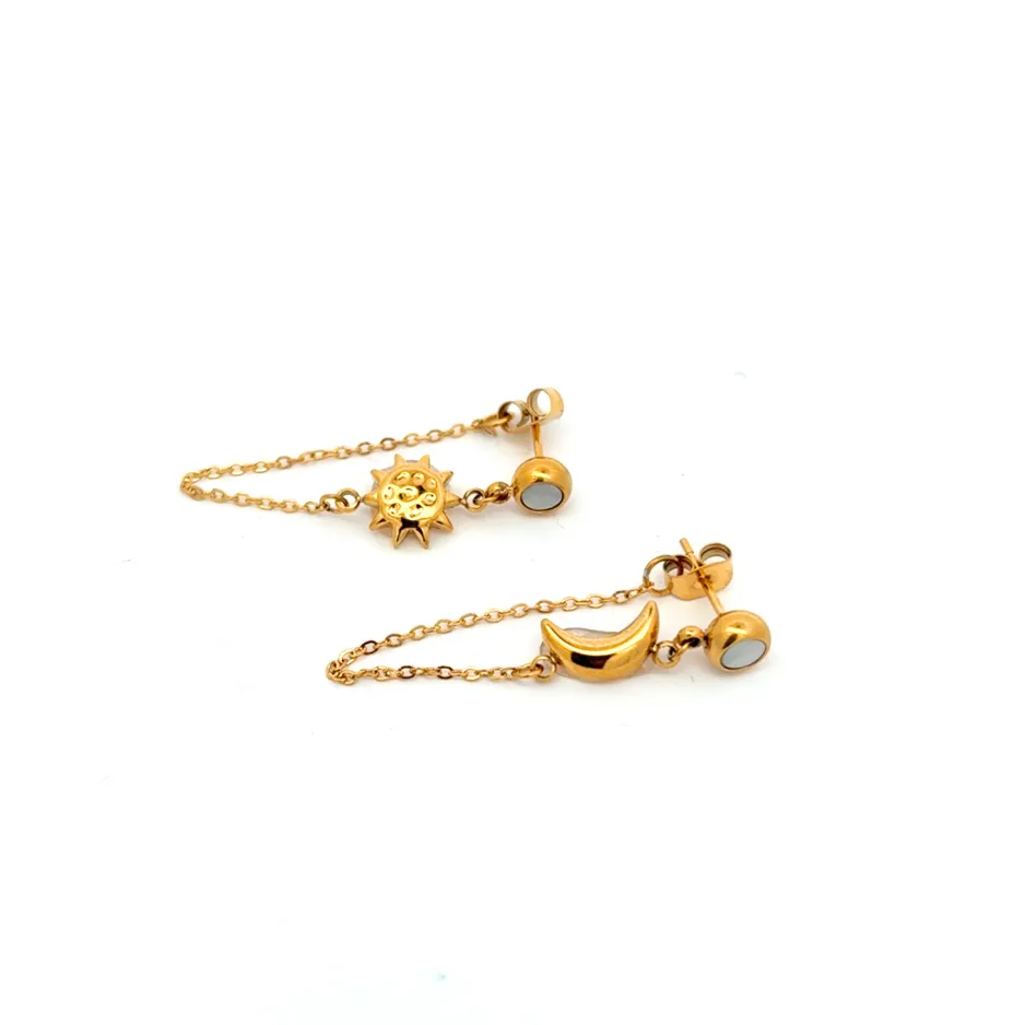 Moon and Sun ~ Chain Earrings sold by Salty Cali product image thumbnail 4