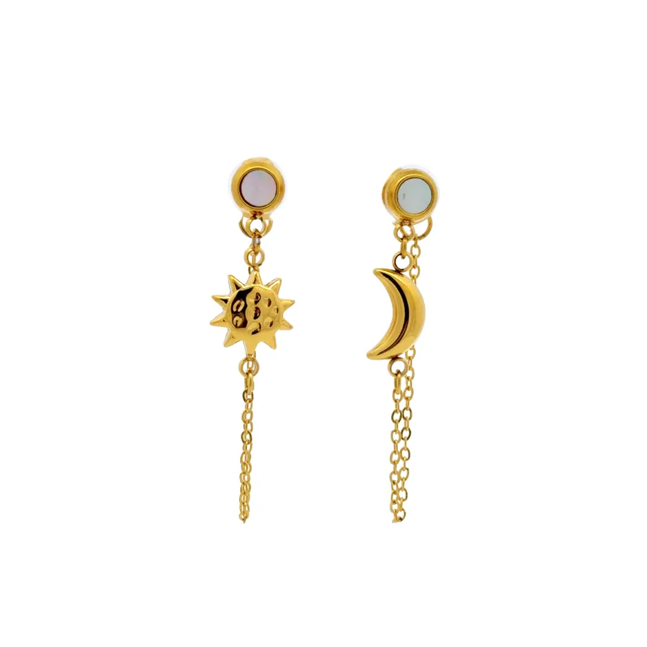 Moon and Sun ~ Chain Earrings sold by Salty Cali product image thumbnail 3