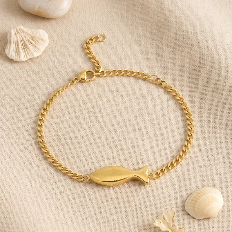 Golden Fish Anklet made by Salty Cali