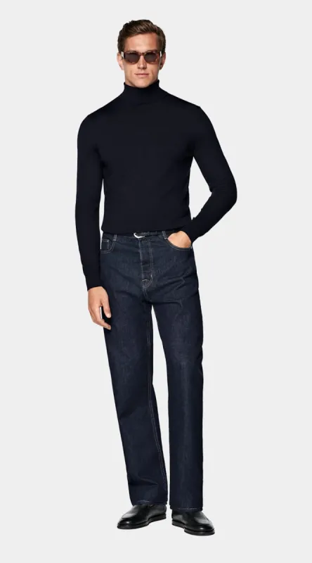 Navy Merino Turtleneck sold by Suit Supply