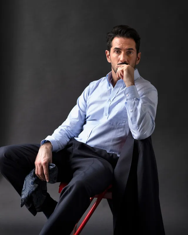 Jackson Navy Wool Trousers sold by The Workers Club