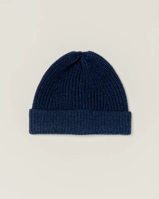 Navy Merino Wool Beanie sold by The Workers Club