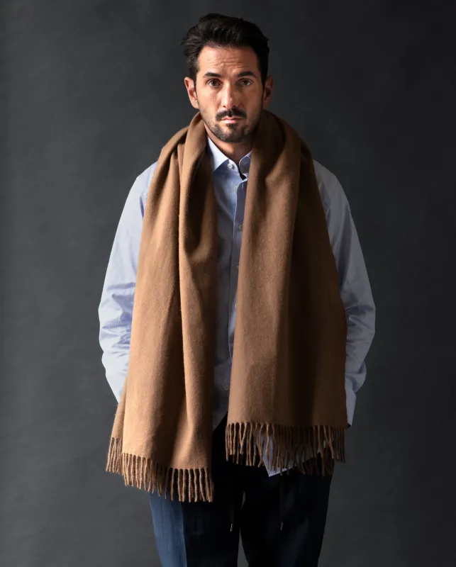 Tan Lambswool & Angora Scarf made by The Workers Club