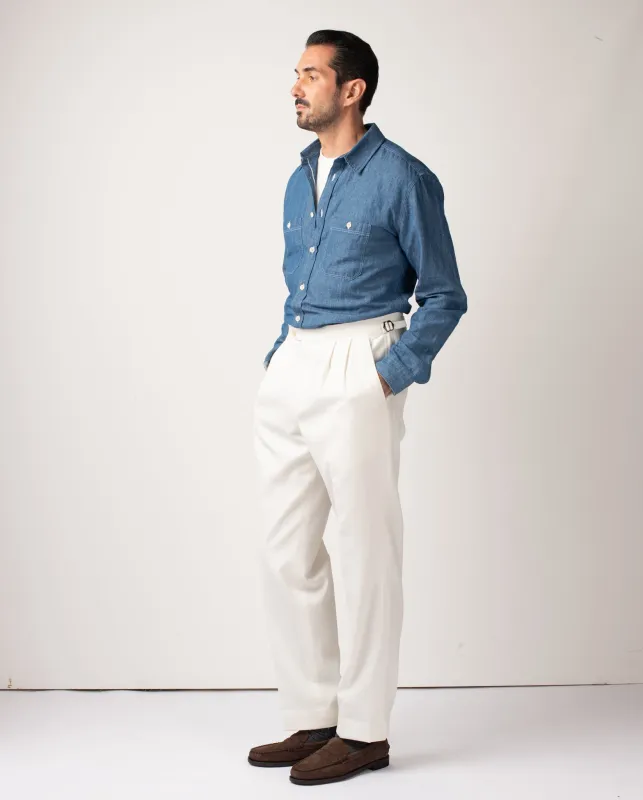Henry Pleated Chino sold by The Workers Club
