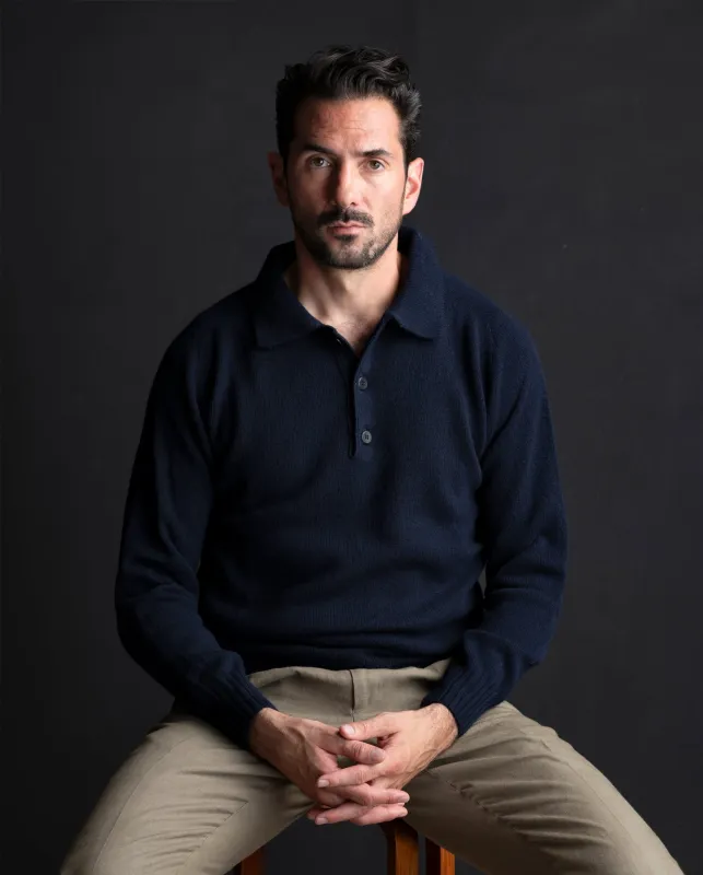 George Lambswool Polo Sweater sold by The Workers Club