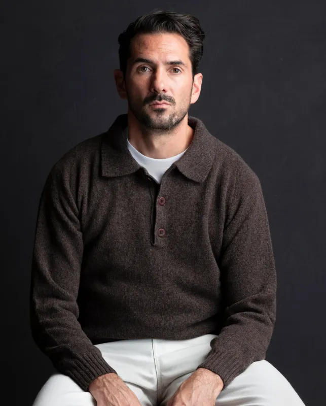 George Lambswool Polo Sweater sold by The Workers Club