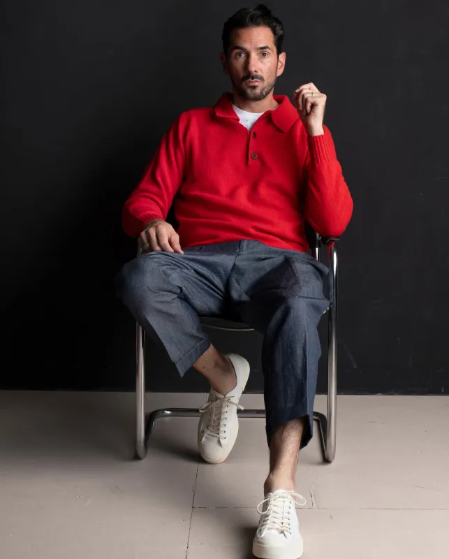 George Lambswool Polo Sweater sold by The Workers Club