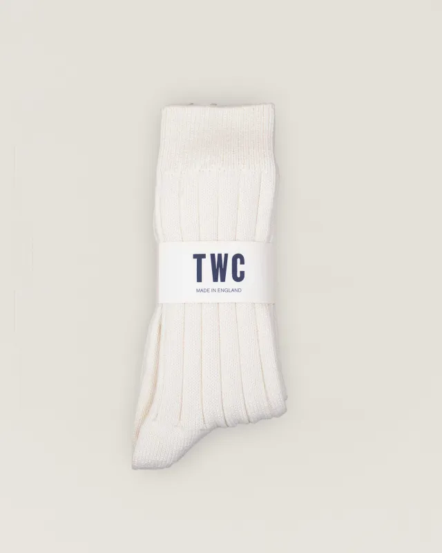 CHALK WHITE MERINO WOOL SOCKS sold by The Workers Club