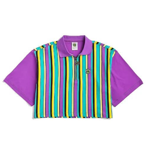 Cross Colours Multi Stripe Crop Zip Polo sold by Cross Colours