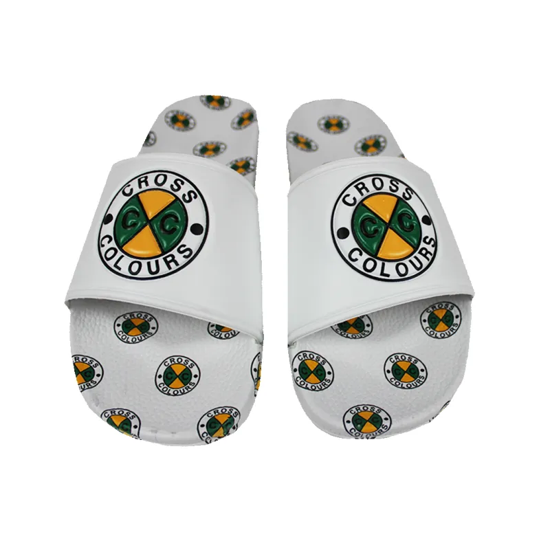 Cross Colours  Circle Logo Slides- White sold by Cross Colours