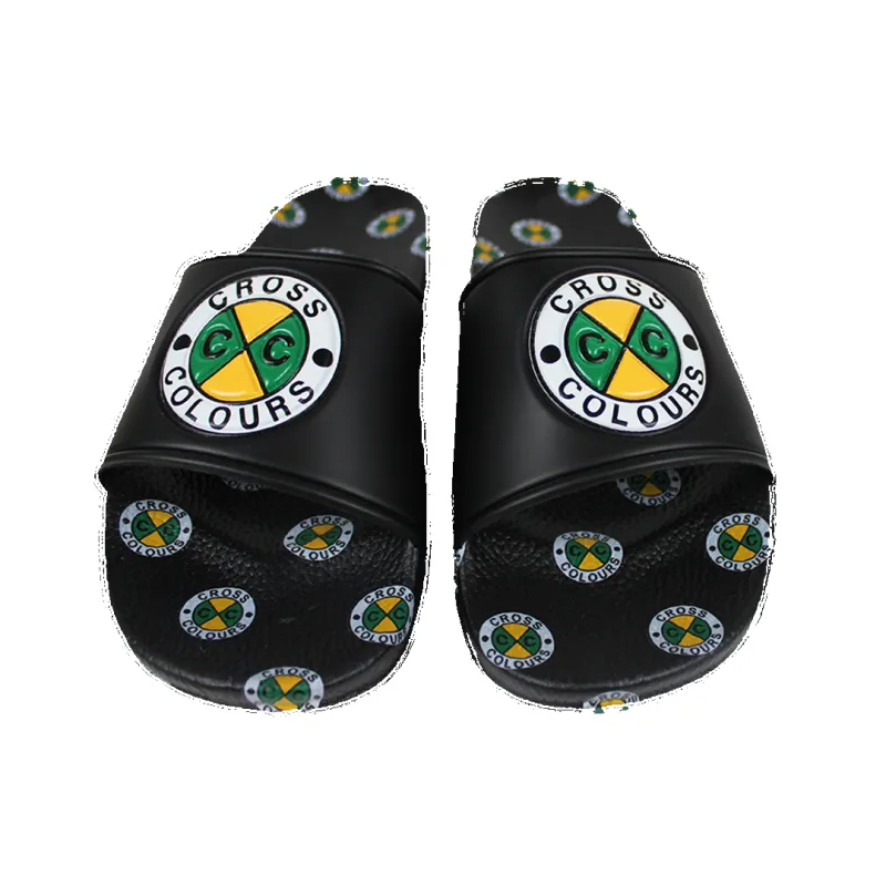 Cross Colours Circle Logo Slides - Black sold by Cross Colours