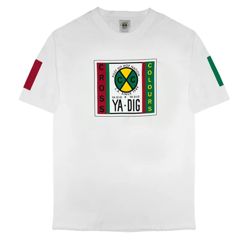 Cross Colours Label Logo T-shirt - White sold by Cross Colours