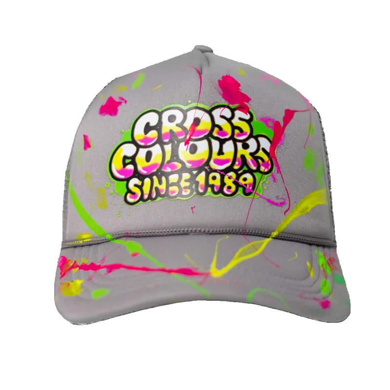 Cross Colours  Since 1989 Airbrushed Trucker Hat - Silver made by Cross Colours
