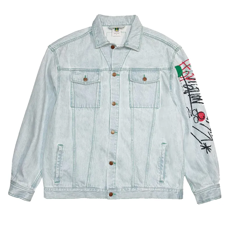 Cross Colours  Oversize Denim Graffiti Jacket - Ice Blue Vintage made by Cross Colours