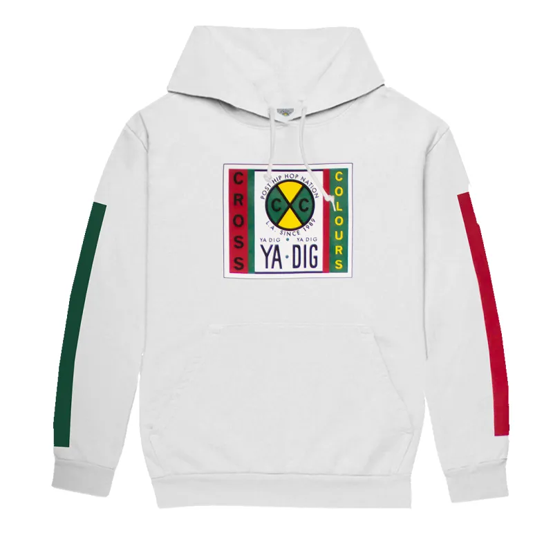 Cross Colours  Label Logo Hoodie  - White made by Cross Colours