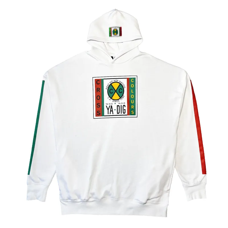 Cross Colours Label Logo Side Pocket Hoodie - White made by Cross Colours