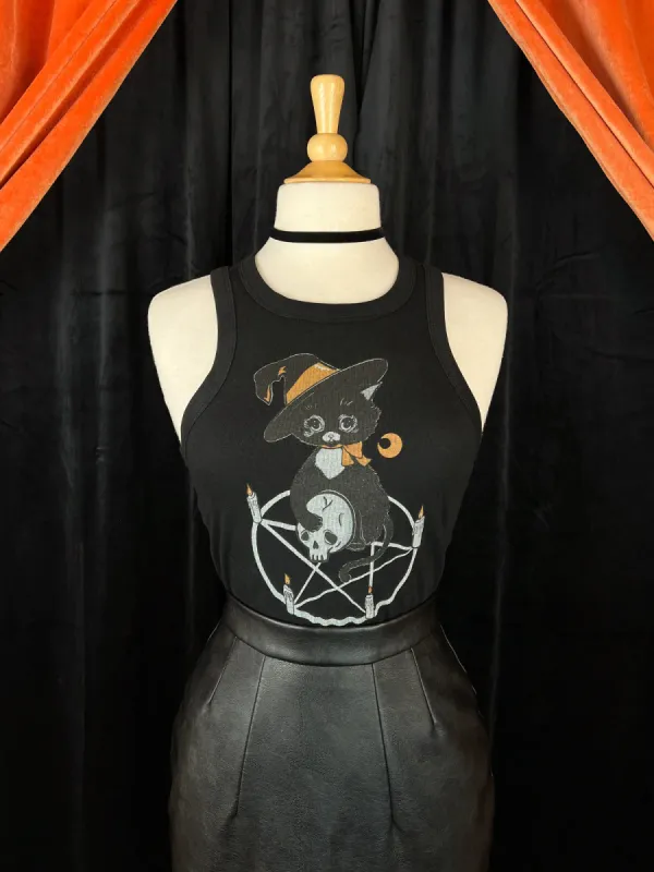 Camisole black cat magic (précommande) sold by Vintage Romance