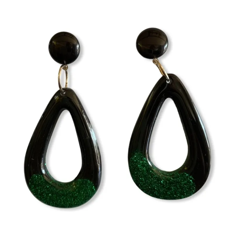 Boucles d’oreilles drop hoop - vert made by Vintage Romance