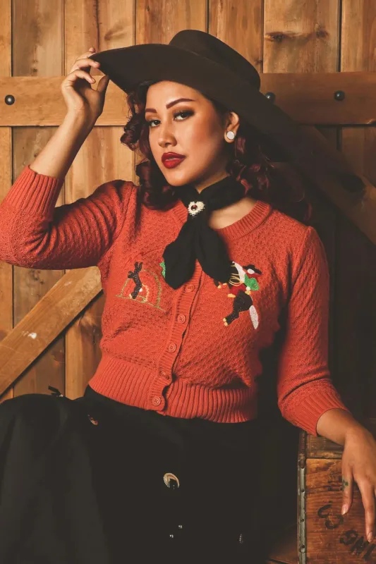 Cardigan head West - orange (précommande) sold by Vintage Romance