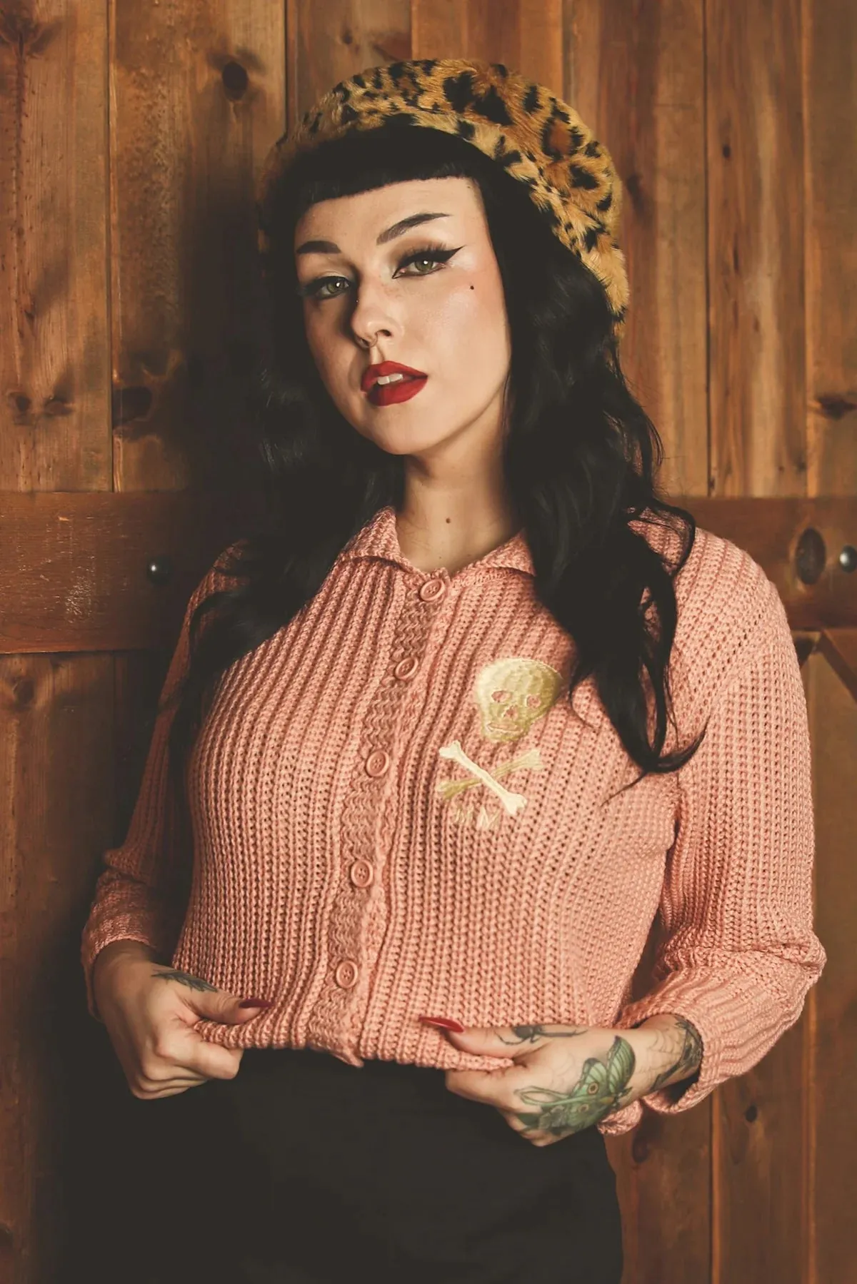 Veste MM skull - rose (précommande) sold by Vintage Romance