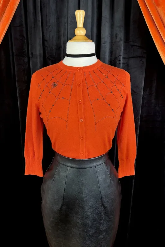 Cardigan Spider Web - Orange (précommande) sold by Vintage Romance