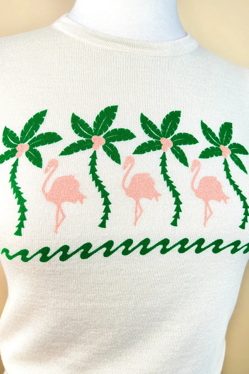 Chandail Flamingos - blanc (Précommande) sold by Vintage Romance product image thumbnail 3