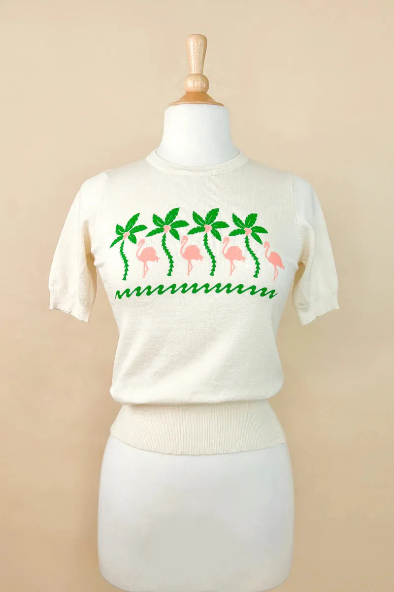 Chandail Flamingos - blanc (Précommande) sold by Vintage Romance product image thumbnail 2