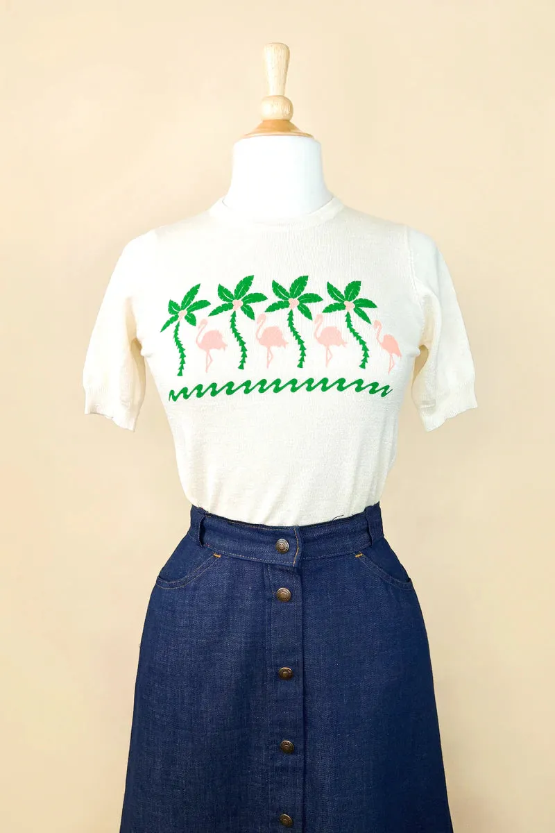 Chandail Flamingos - blanc (Précommande) sold by Vintage Romance product image thumbnail 4