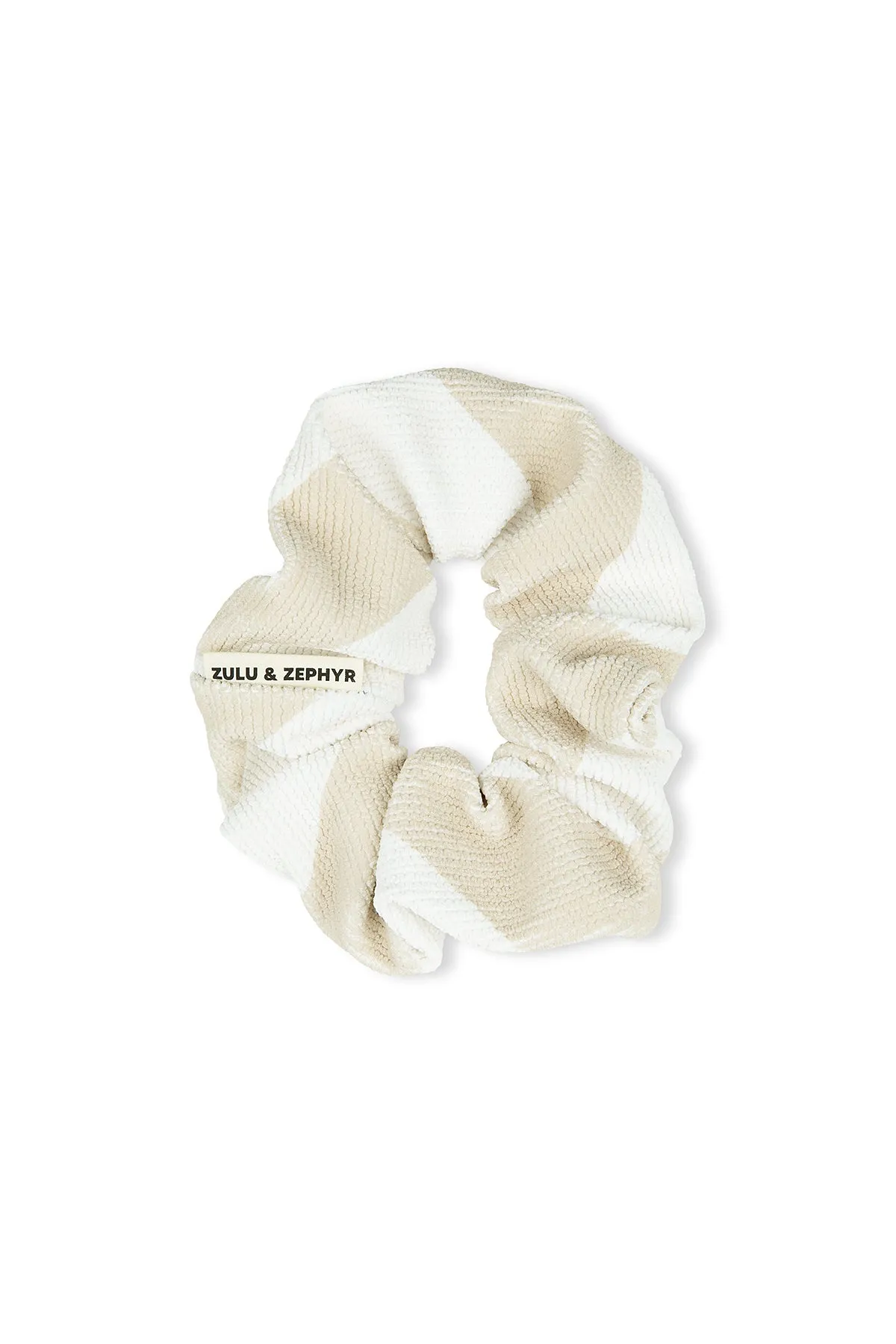 Zulu & Zephyr Logo Scrunchie - Husk Stripe sold by Zulu and Zephyr