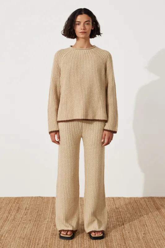 Sand Contrast Rib Knit Pant sold by Zulu and Zephyr