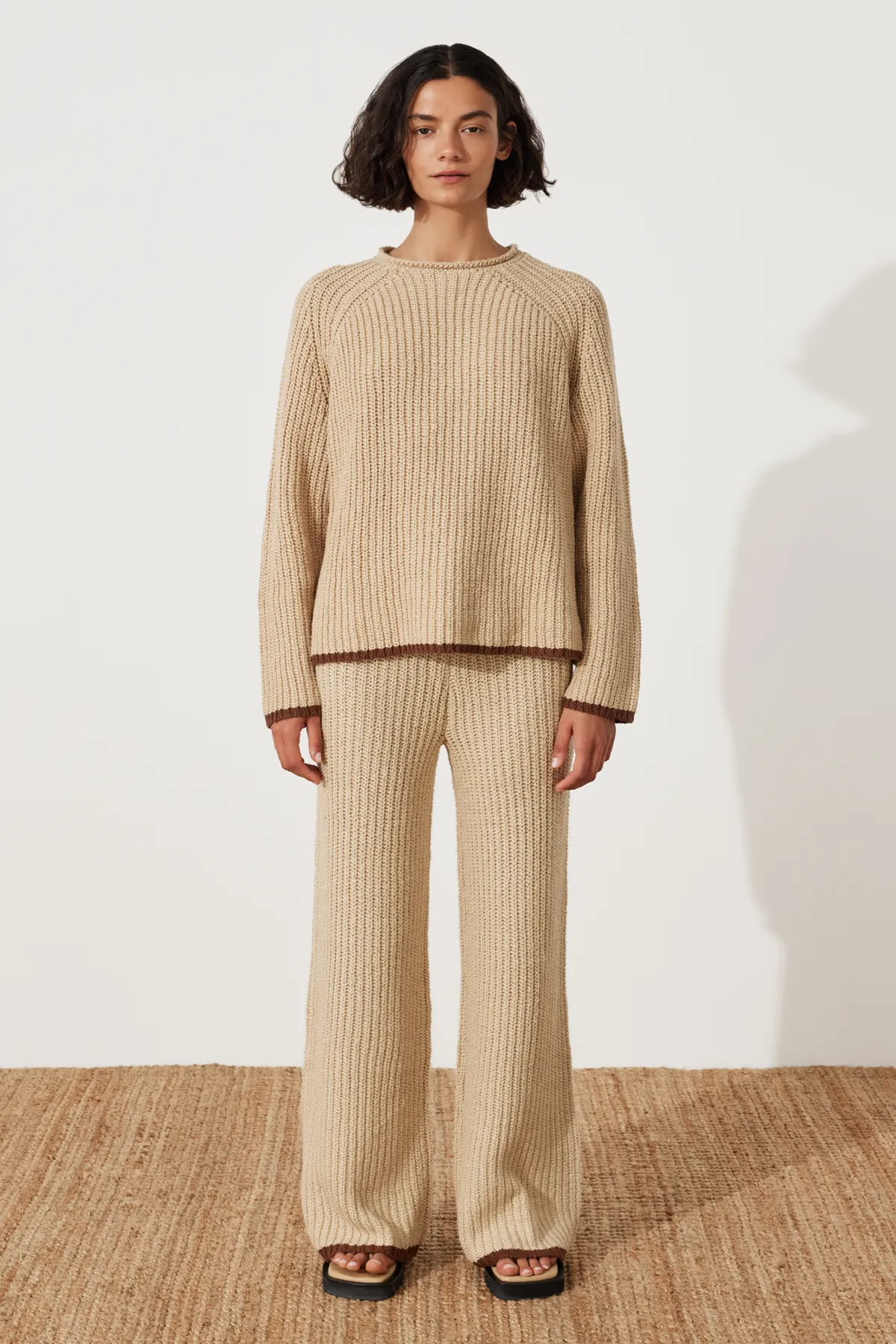 Sand Contrast Rib Knit Pant sold by Zulu and Zephyr