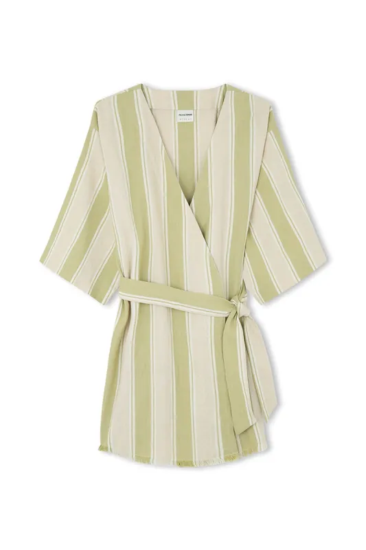 Olive Stripe Organic Cotton Kimono sold by Zulu and Zephyr