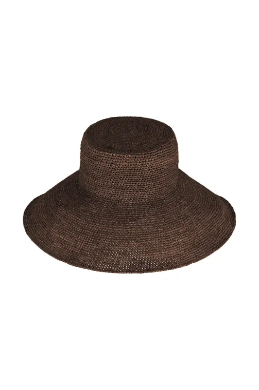 Raffia Wide Brim Hat - Walnut sold by Zulu and Zephyr